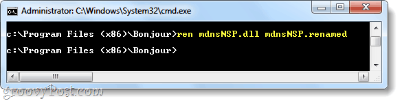 إعادة تسمية mdnsnsp.dll لمنع تحميل البونجور