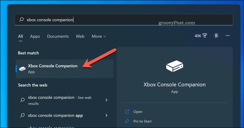 افتح تطبيق Xbox Companion على نظام التشغيل Windows 11