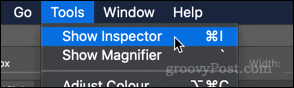 إظهار خيار المفتش في تطبيق معاينة macOS