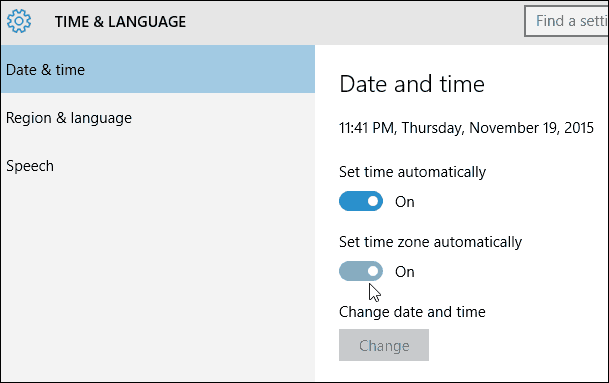 تعيين المنطقة الزمنية تلقائيًا لنظام التشغيل Windows 10