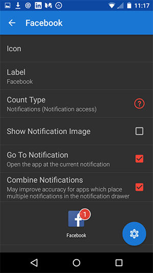 إعدادات تطبيق android notifyer لكل شبكة اجتماعية