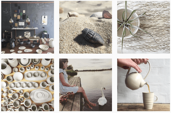 يستخدم Illyria Pottery مرشحًا واحدًا لإنشاء موجز Instagram متماسك.