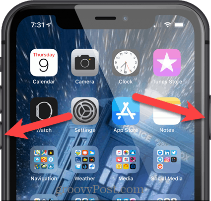 اضغط مع الاستمرار على زر رفع مستوى الصوت وزر الجانب على iPhone