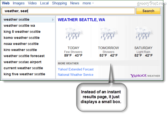 Yahoo Search Direct للطقس
