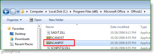 لقطة شاشة - Outlook 2007 ScanPST