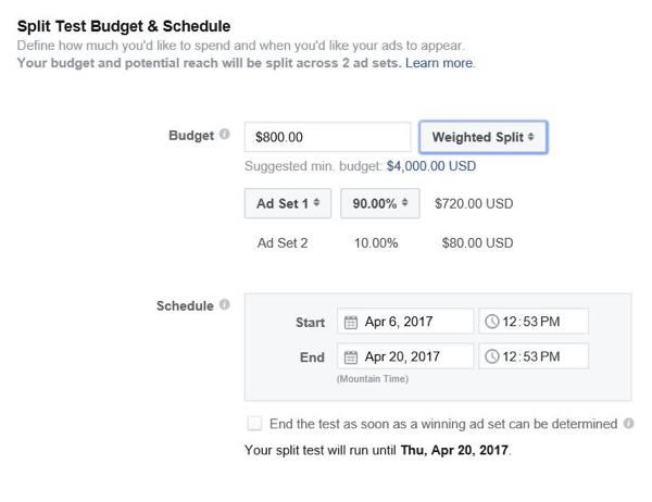 يتيح لك Facebook التحكم في مقدار الميزانية المراد تخصيصها لكل مجموعة إعلانية.
