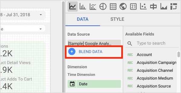 انقر فوق Blend Data في علامة التبويب Data على اليمين.