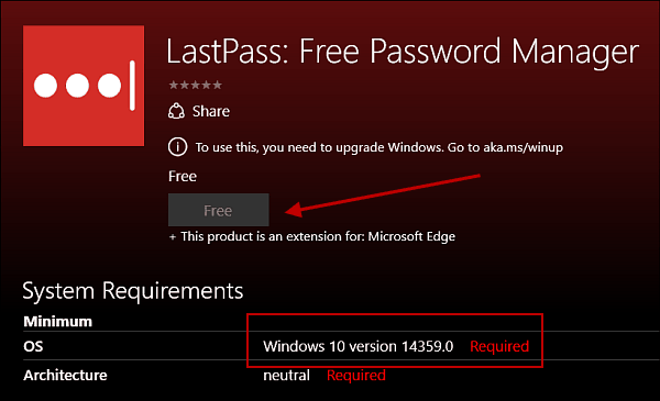 ملحق LastPass لـ Microsoft Edge قادم إلى Windows 10
