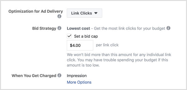 قم بتعيين الحد الأقصى لعرض سعر إعلان Facebook.