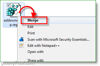 لقطة شاشة لنظام التشغيل Windows 7 - دمج إصلاح مفتاح التسجيل