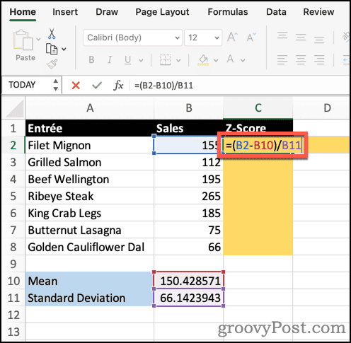 حساب Z-Score في Excel