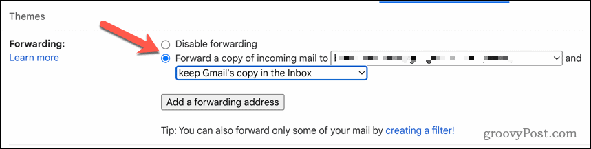 تفعيل إعادة توجيه Gmail