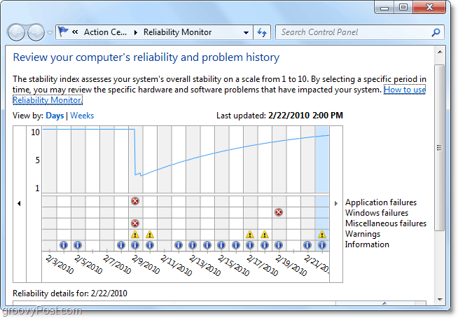 كيفية استخدام أداة سجل الوثوقية لتشخيص مشكلات Windows 7