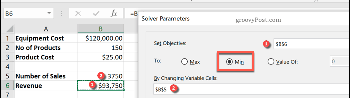 إعداد متغيرات Excel Solver