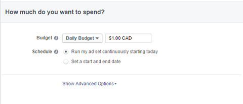خيارات الميزانية لإعلانات الفيسبوك