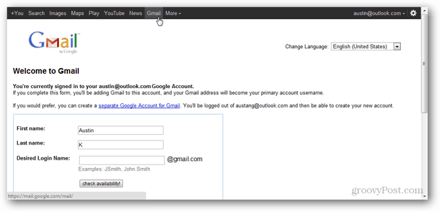 كيفية إنشاء حساب Google دون استخدام Gmail