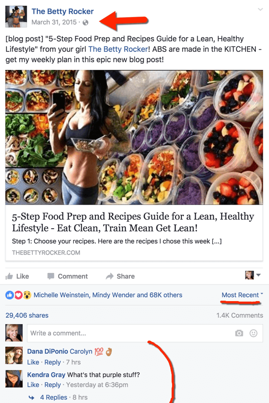 يواصل Betty Rocker حشد الوصول والمشاركة والنقرات من منشور على Facebook تم نشره منذ أكثر من عامين.