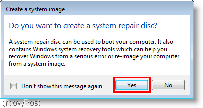 Windows 7: إنشاء صورة نظام