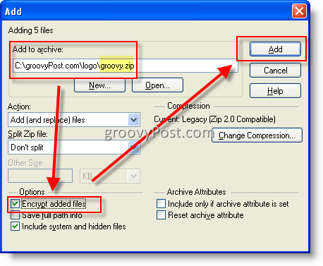 تشفير الملفات باستخدام WinZip AES