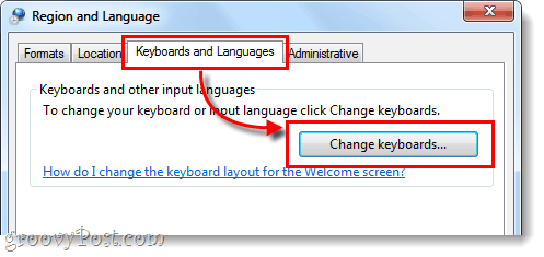 تغيير لوحات المفاتيح ويندوز 7