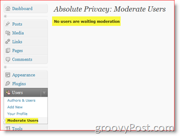 الخصوصية المطلقة للمستخدمين المعتدلين - WordPress Blog Plugin الخاص