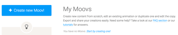 انقر فوق الزر Create New Moov لبدء استخدام Moovly.