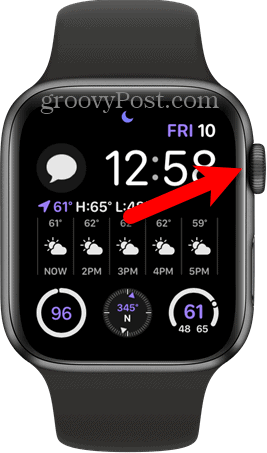 اضغط على التاج الرقمي على Apple Watch