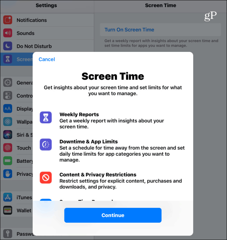 تمكين Screen Time iOS 12