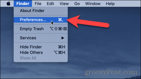 افتح تفضيلات Finder على جهاز Mac الخاص بك