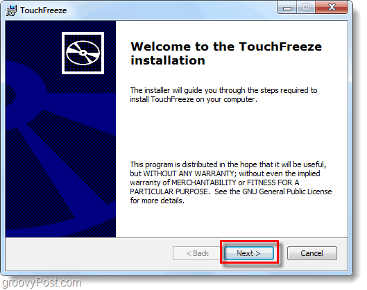 Touchfreeze لأجهزة الكمبيوتر المحمولة أو نتبووك