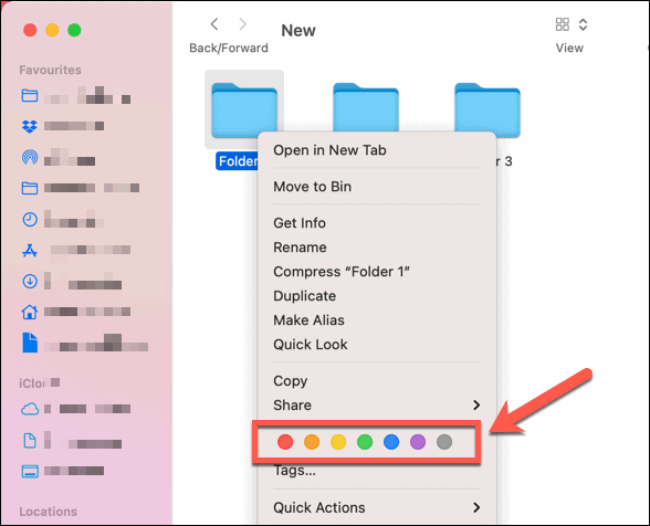 تعيين علامة لون افتراضية لمجلد على نظام Mac