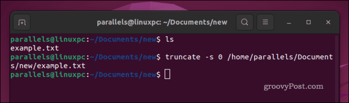 إفراغ ملف لينكس باستخدام الأمر truncate