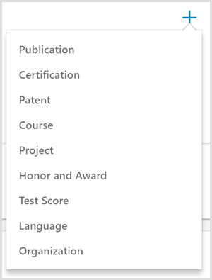 خيارات إضافة إنجاز إلى ملف تعريف LinkedIn