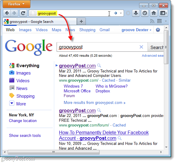 ابحث في Google افتراضيًا في Firefox 4
