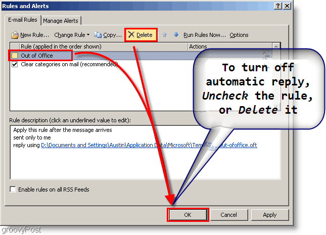 Outlook 2007 - تعطيل أو حذف قاعدة Outlook 2007