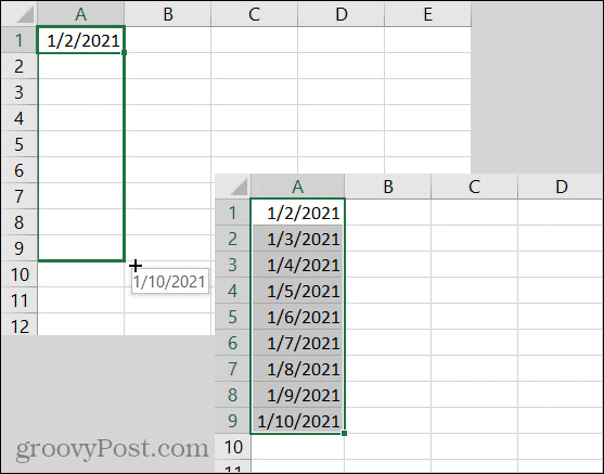 تواريخ الملء التلقائي لبرنامج Excel