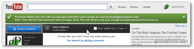 ربط حساب YouTube بحساب Google جديد - التأكيد - ترحيل الحساب