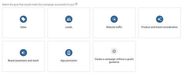كيفية إعداد حملة إعلانات YouTube ، الخطوة الرابعة ، اختيار هدف إعلان YouTube ، خيارات أهداف الحملة