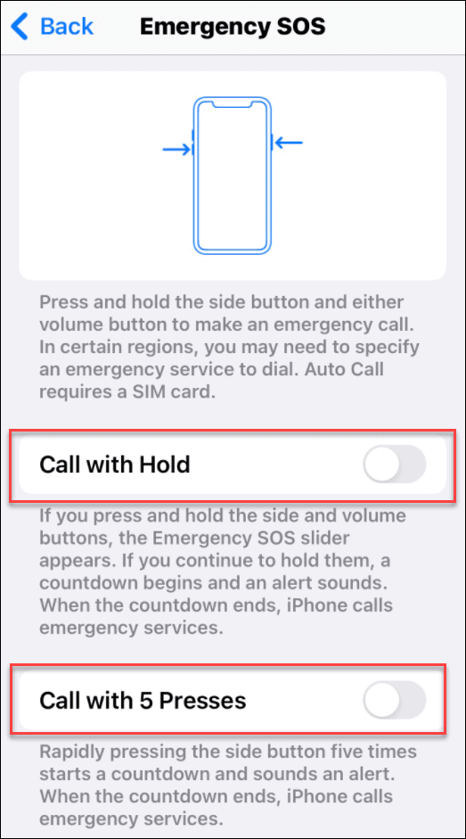 منع مكالمات 911 غير المقصودة على iPhone