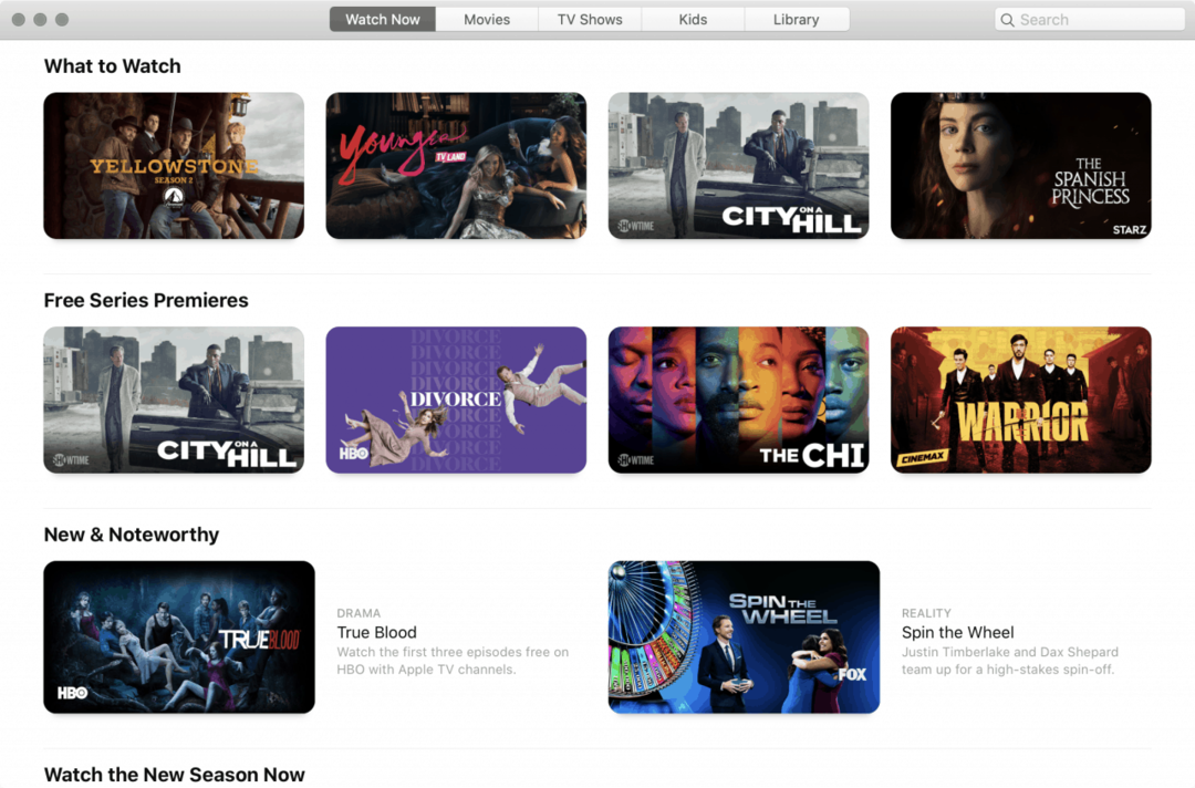 تطبيق Apple TV على MacOS Catalina