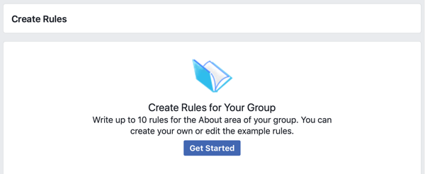 كيفية تحسين مجتمع مجموعة Facebook الخاص بك ، خيار Facebook للبدء في إنشاء قواعد لمجموعتك