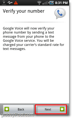 رقم Google Voice على Android Mobile Configuration Number