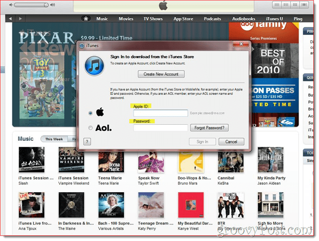 iTunes - تأكيد البريد الإلكتروني وتسجيل الدخول