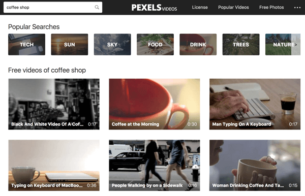 تسهل مقاطع فيديو Pexels إجراء بحث بالكلمة الرئيسية عن لقطات الفيديو.