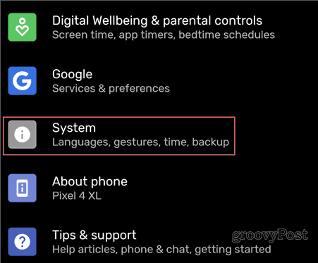 إعدادات Android Backup