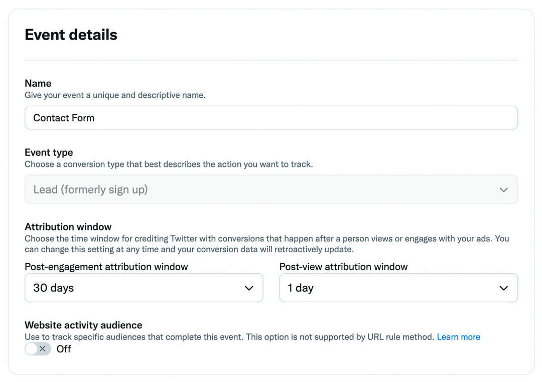 how-to-select-conversion-events-using-twitter-pixel-event-type-descriptive-name-review-attribution-window-set-post-Engagement-post-view-example-8