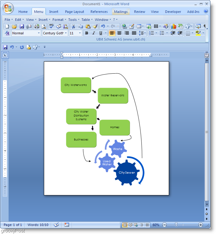 مثال لبرنامج Microsoft Word 2007 Flowchart