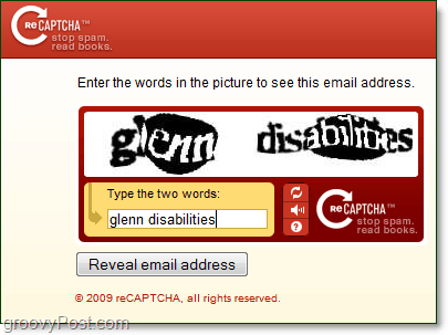 باستخدام خدمة اختبار CAPTCHA لحماية عنوان بريدك الإلكتروني من الروبوتات وإخفائه
