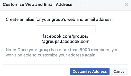 احصل على عنوان URL وعنوان بريد إلكتروني مخصصين لمجموعة Facebook الخاصة بك.