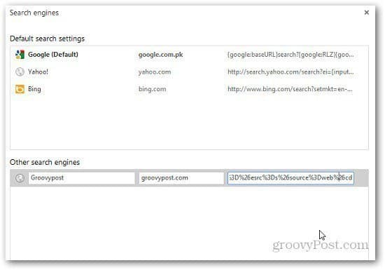محركات البحث في Chrome 4